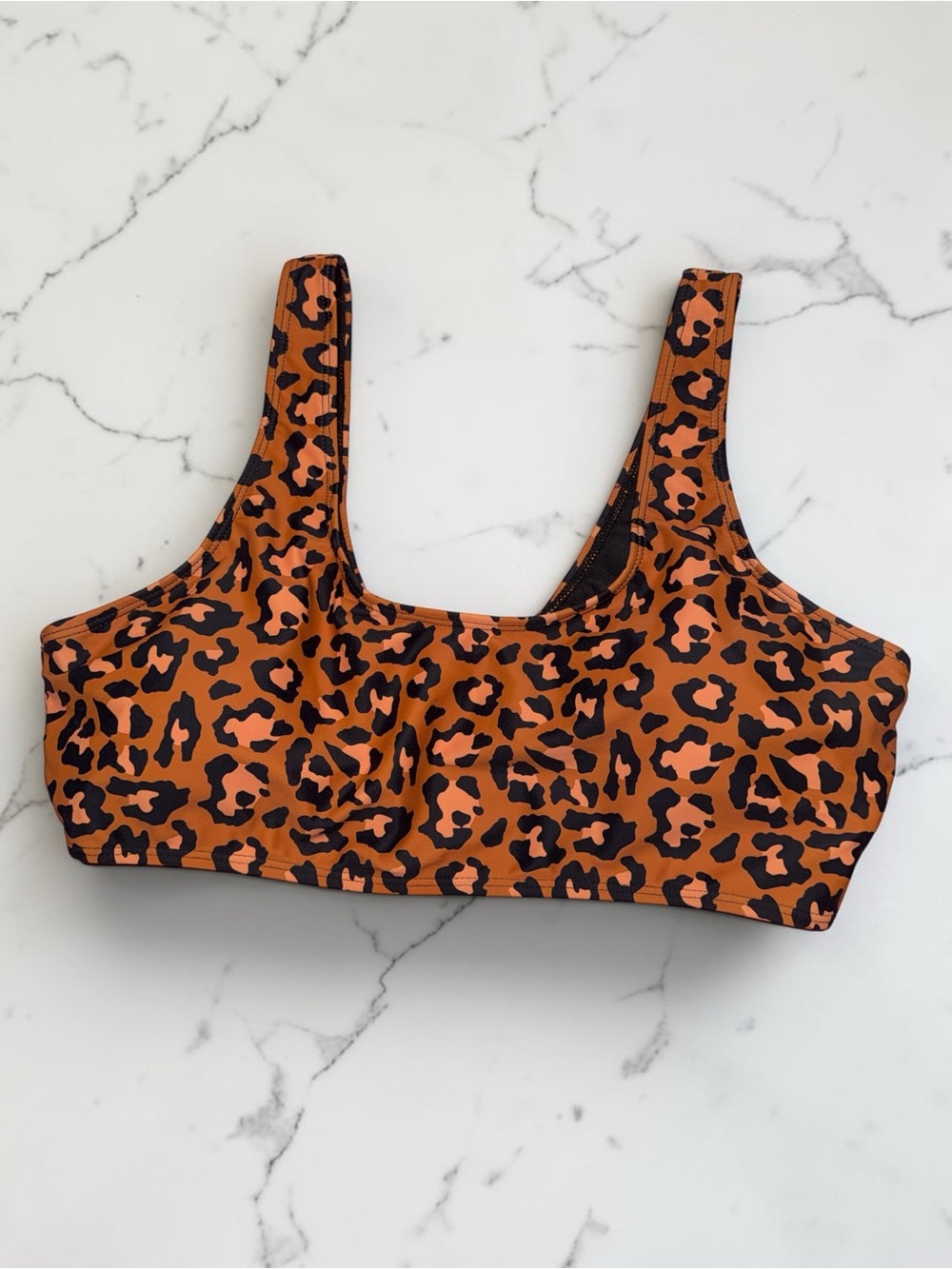 🤎SHEIN Orange and Black Leopard Print Bikini Top🤎